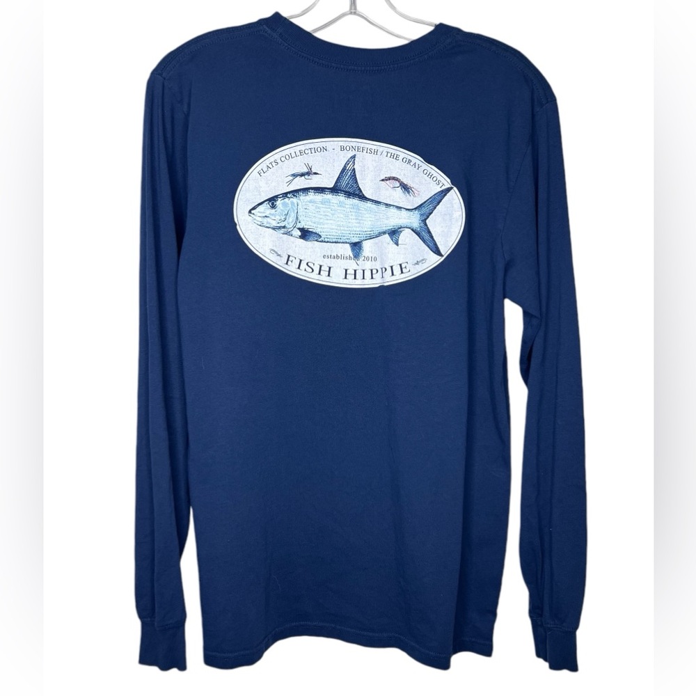 Fish Hippie Long Sleeve Navy Tee Shirt - Men’s Small